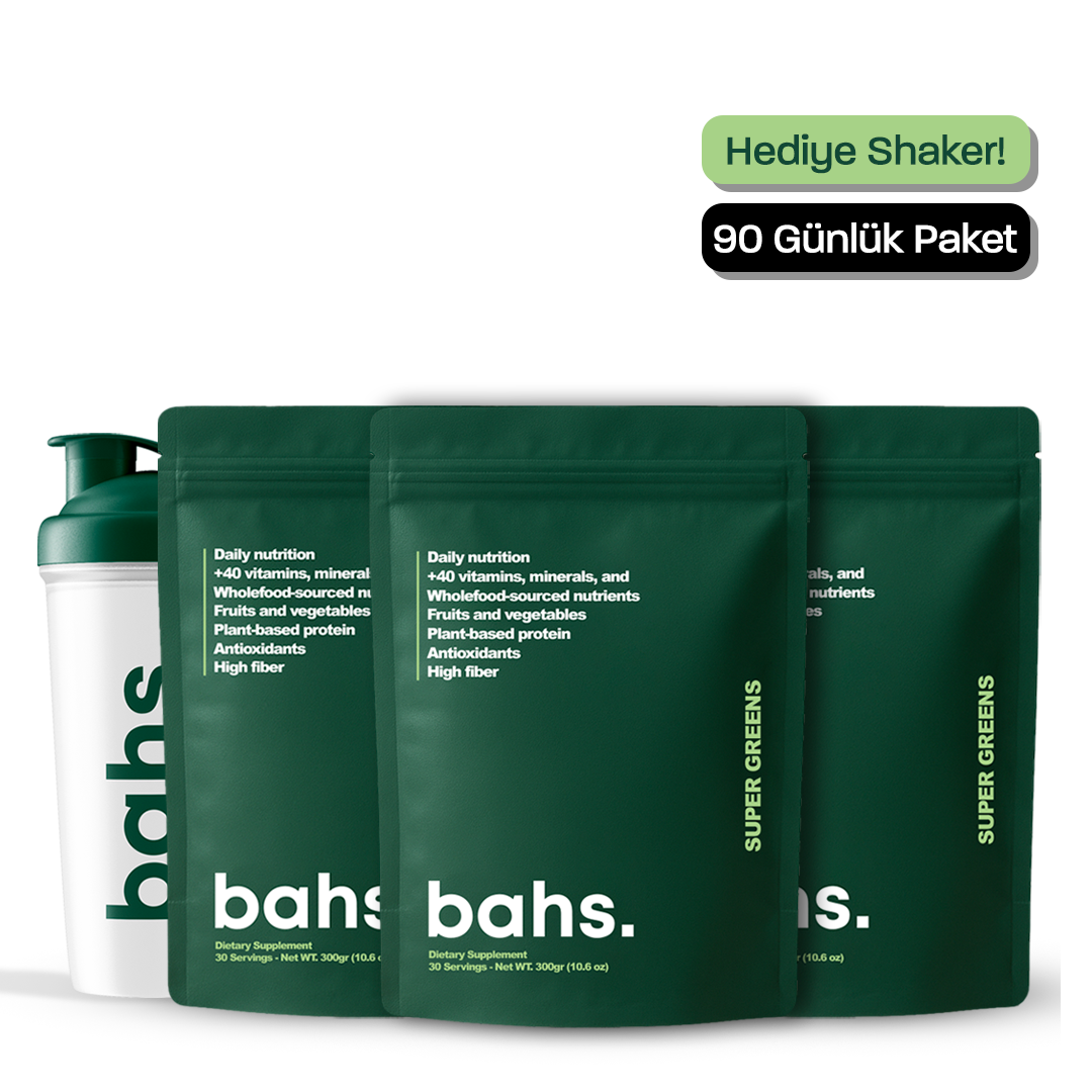 Super Greens Paketi (x3 paket) + 1 Green Shaker HEDİYE